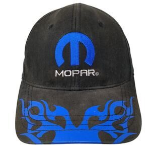 Mopar Strapback Baseball Cap Black One Size Adjustable Embroidered Vented Holes